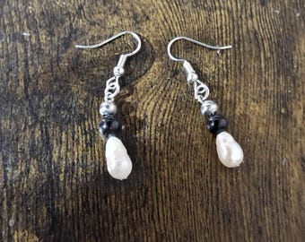 Boucles d'oreilles en inox hypoallergénique avec perles et fermoir