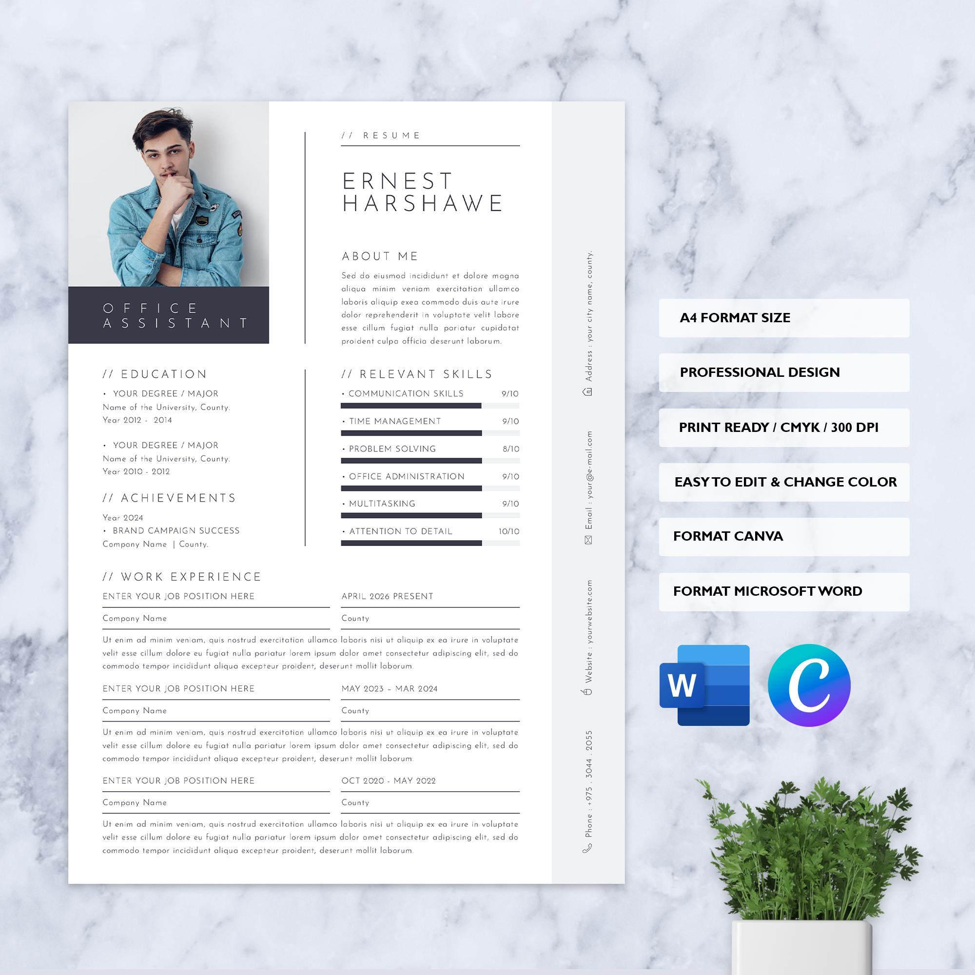 ATS Friendly Resume Template Word & Canva | Professional Clean CV ...