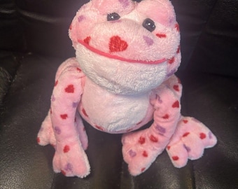 Vintage Webkinz Valentine Frog Plush Pink Hearts NO CODE