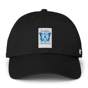 Blue Butterfly Diabetes Awareness Cap | Embroidered Patch Hat