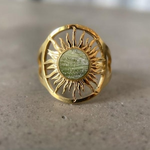 Naturlig rå moldavit solburstring, ädelstenssmycken i sterlingsilver