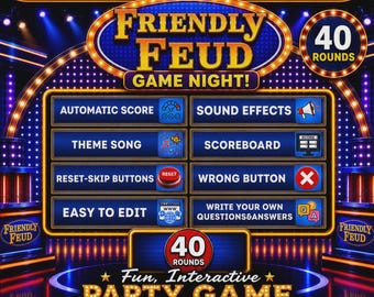 Friendly Feud Family Game Night, Interactive PowerPoint Party Game (Instant Download)