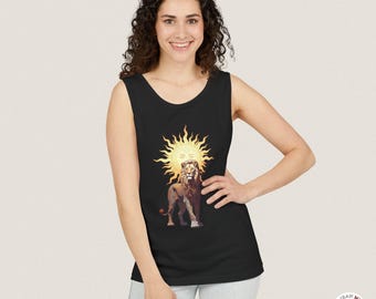 Persian Lion & Sun Tank Top - Vintage Sunface Graphic