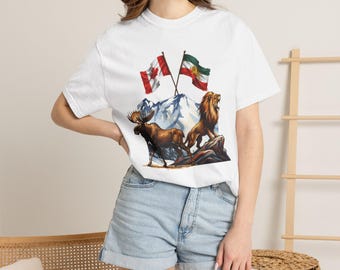 Canada Iran Lion Sun T-Shirt – Solidarity Flag Tee