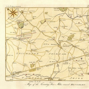Antique Hinkley Map, Leicestershire, 1811 Hand-Colored Engraving