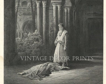 Gustave Dore Arthurs Farewell to Guinevere by Alfred Lord Tennyson's Guinevere Late 19th Century Engraving