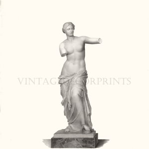 Venus de Milo. Large 19th Century Engraving of The Roman Statue by Prévost. Published between 1877-1879. Decorative Wall Hanging.