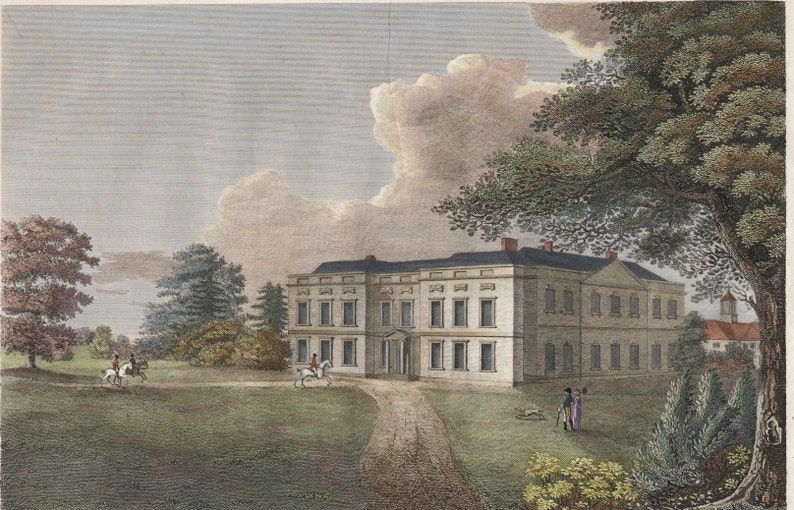 Hand Coloured in Watercolour Kirkby Hall at Kirkby Mallory Leicestershire Home to The Right Honourable Thomas Noel by J Nichols Date 1811