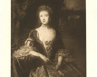 Portrait of Mary Duchess of Richmond Decorative 19th Century Print in Sepia after Joshua Reynolds