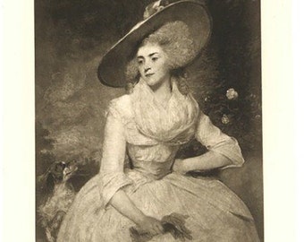 Portrait of a Mrs Scott'' Decorative 19th Century Print in Sepia after Joshua Reynolds
