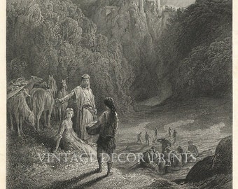 Gustave Doré Geraint And Enid In The Meadow From Tennyson's Enid Idylls of The King 19th Century engraving