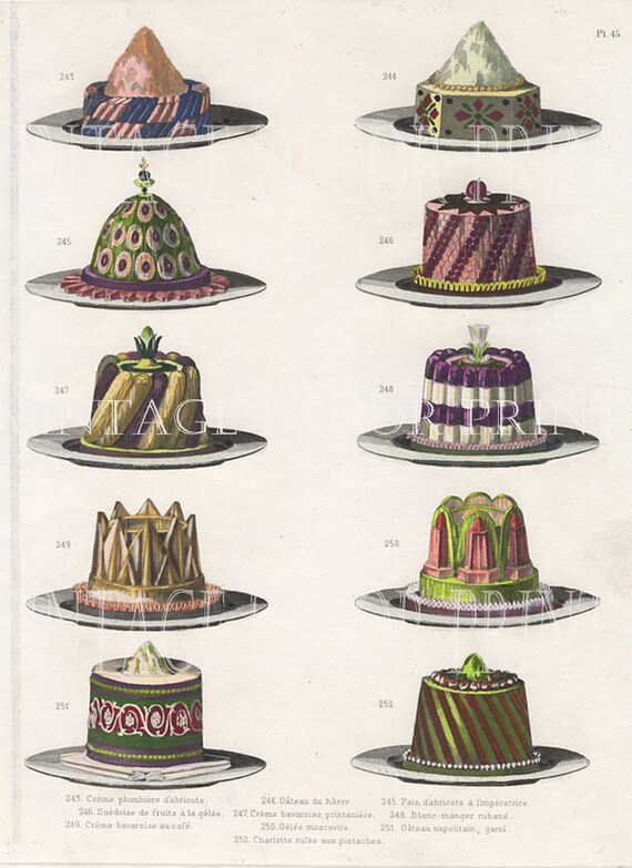 Antique Cookery Print Desert Dishes From La Cuisine Classique Etsy