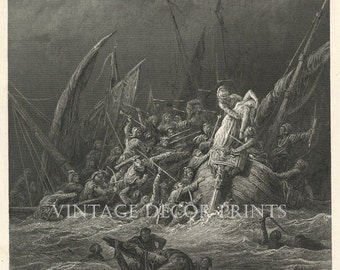 Gustave Doré The Sea Fight from Tennyson’s Idylls of the king Merlin and Vivien Date of Print Late 19th Century