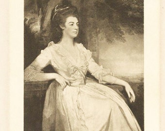 Portrait of a Lady 'Maria Lady Napier' Decorative 19th Century Print in Sepia after Joshua Reynolds