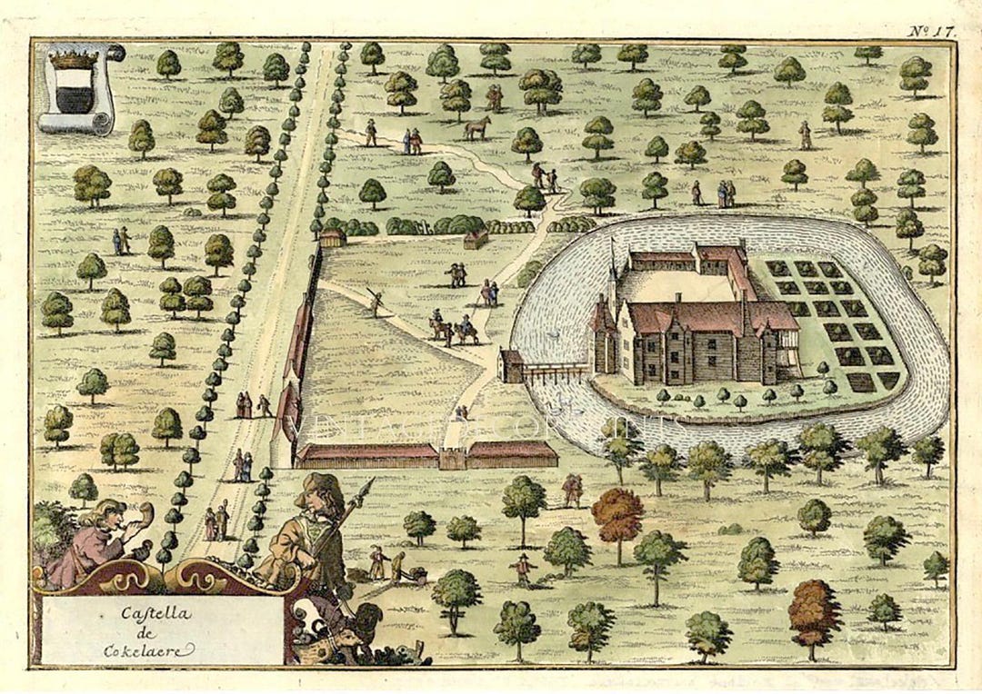 Original 1735 Engraving by A. Sanderus of 'castella De Cokelaere ...