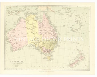1907年イタリア製オーストラリア・ニュージーランド古地図