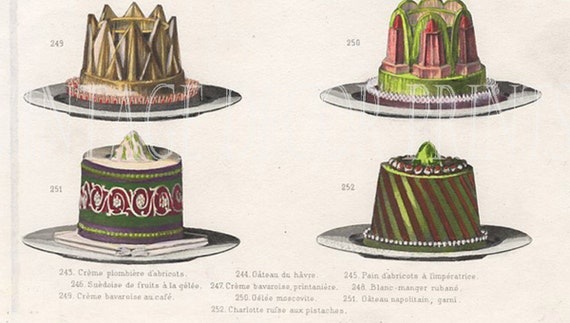 Antique Cookery Print Desert Dishes From La Cuisine Classique Etsy