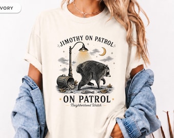 Comfort Colors® Funny Raccoon Shirt Trash Panda Tee Jimothy On Patrol Neighborhood Watch Vintage Wildlife Graphic Gift