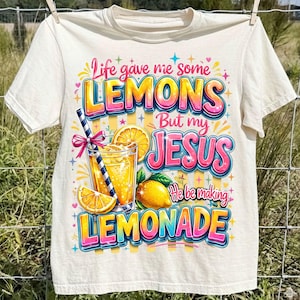 Das Leben gab mir Zitronen, aber mein Jesus macht Limonade PNG, christliches Sublimationsdesign, lustiges Glaubenszitat, bunte Retro digitale Datei zum Herunterladen Bild 5