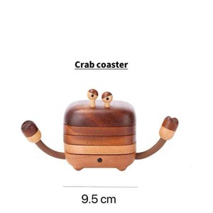 Handmade Wooden ornaments Crab Coaster & Bowl Mat Set - Stackable Table Protector-Coastal Kitchen Decor Gift