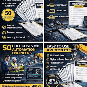PLC & Roboter Integration Checklisten | 17 Vorlagen für Automatisierung | Plc Handshake, IO Mapping, Profinet, Safety PLC