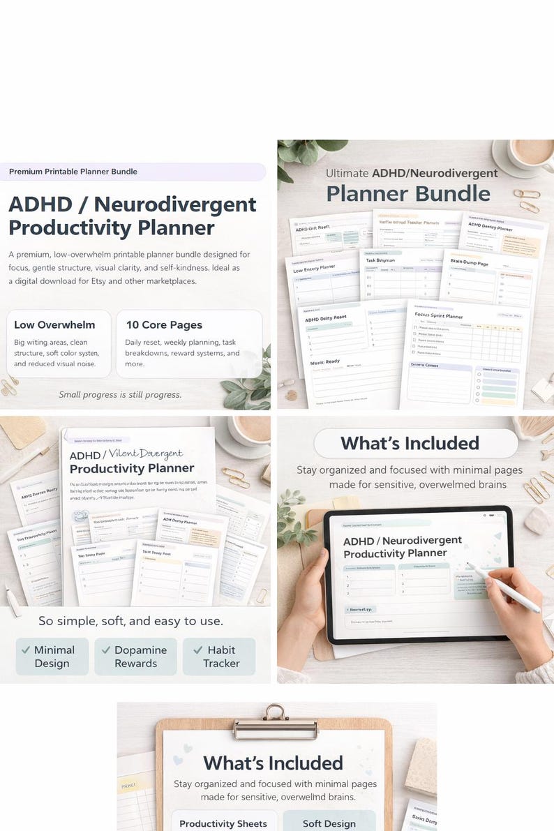 ADHD Student Planner (printable) | Study Planner for Neurodivergent ...