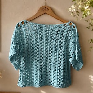 Elegant Lace Crochet Blouse Pattern | Boat Neck Sweater Tutorial (PDF Digital Guide)