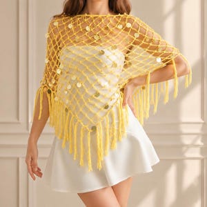 Crochet Poncho Pattern PDF | Solomon's Knot Boho Wrap with Fringe (Digital Download)