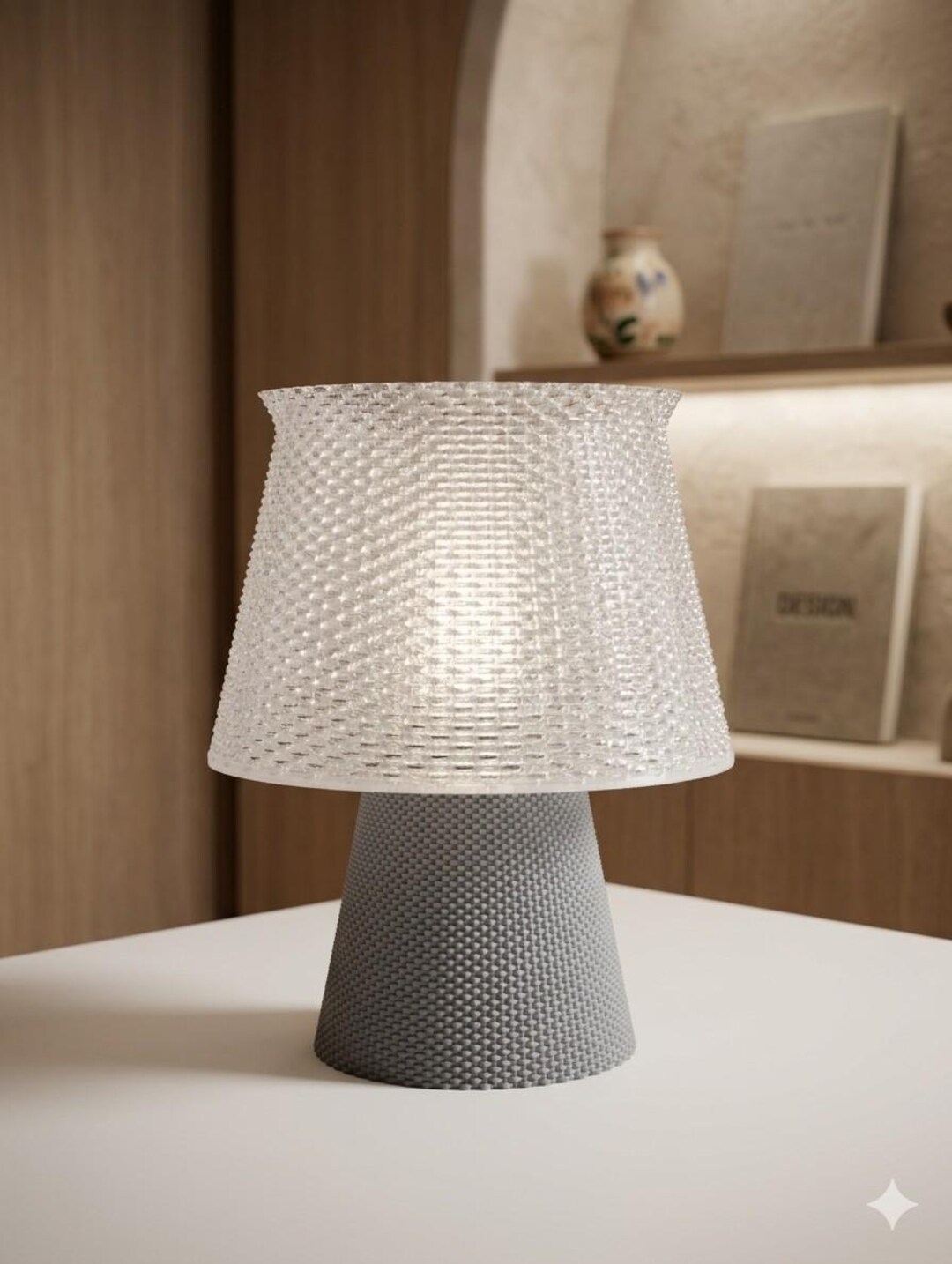 Diffused Table Light Grey Textured Base Table Lamp: 25cm UK Made, Diffused Light Shade - Etsy