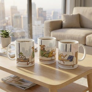 Regalo para trabajar desde casa, taza para domingos de relax, regalo para trabajadores remotos, taza divertida de perro, taza de café para introvertidos, taza para teleadictos, regalo para amantes de los perros, escritorio para trabajar desde casa