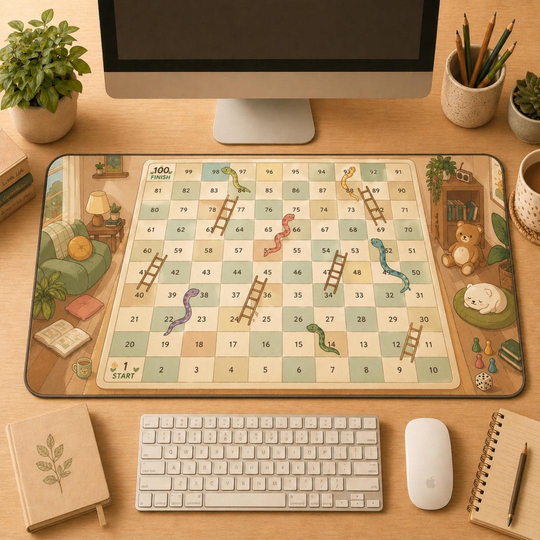 Board Game Desk Mat, Snakes and Ladders, Playable Desk Pad, Nostalgic ...