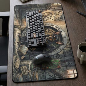 Cyberpunk Chihuahua Desk Mat, Hacker Dog Mouse Pad, Gamer PC Setup Decor, Programmer Gift