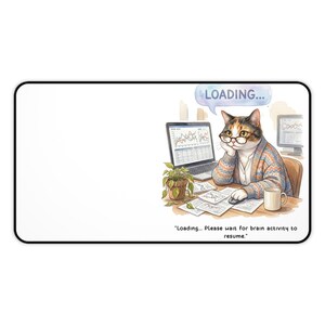 Lustige Schreibtischmatte Katze, Brain Laden Mauspad, WFH Bürodeko, Introvertierte Tastatur Matte, Mitarbeiter Humorgeschenk, Datenanalytiker Schreibtischunterlage