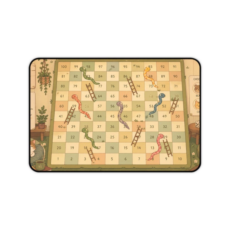 Snakes and Ladders, Playable Desk Mat, Board Game Desk Pad, Cozy Gamer ...