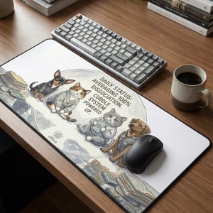 Funny Pet Desk Mat, Daily Dissociation Mouse Pad, Introvert Office Decor, Coworker Gift