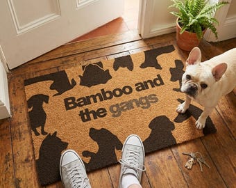 Personalized Dog Silhouette Coir Doormat, Custom Pet Welcome Mat