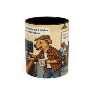 Dogveloper Mug, Software Engineer Coffee Cup, Funny Coder Humor, Deploy Friday (11oz or 15oz)