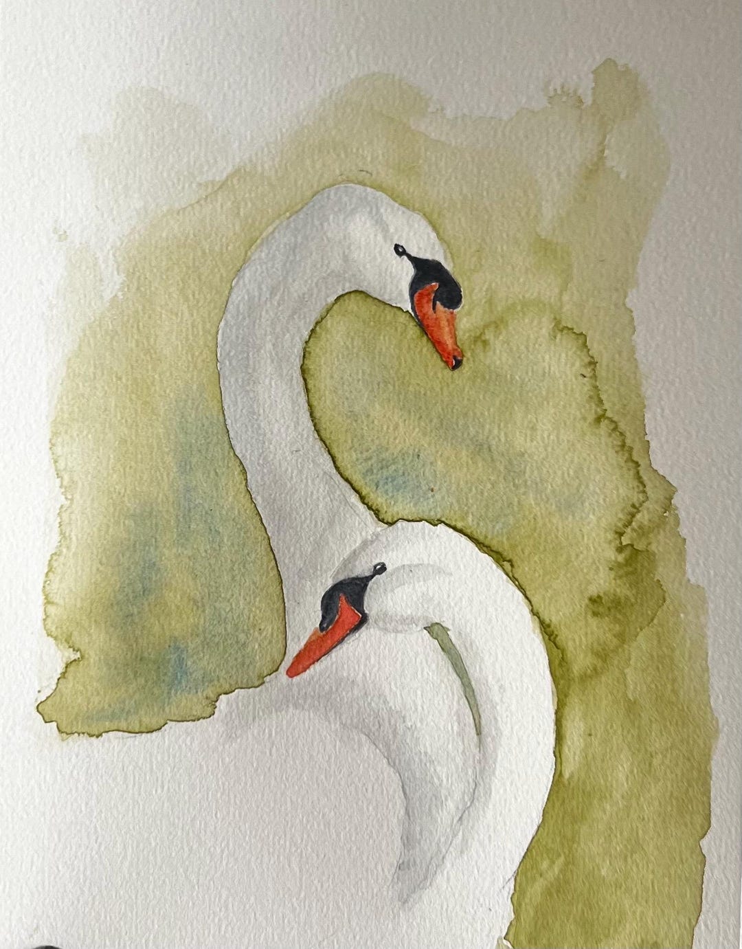 Watercolor Swans - Handmade - Unique Artwork - Etsy