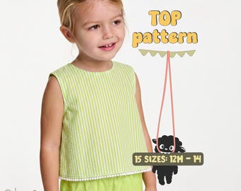 Kid's Top Pattern For Children Linen Shirt Sewing Pattern For Toddlers, Baby Girl Top Pattern, Summer Top Pattern For Kids