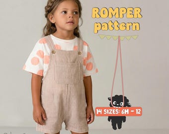 Toddler Romper Sewing Pattern For Kids Jumpsuit Pattern For Children Overalls Pattern For Baby Girl