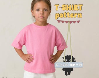 Girl's T-Shirt Pattern For Kids T-Shirt Sewing Pattern For Toddlers Oversized Top Pattern For Teens, Childrens T-Shirt Pattern