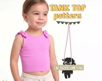 Childs Tank Top Pattern For Girls Swim Top Pattern For Toddlers Stretch Top Pattern For Children