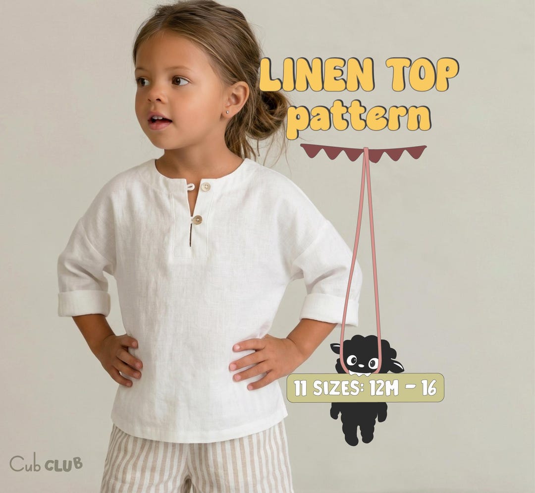 Kids Top Sewing Pattern for Toddlers Linen Shirt Pattern for Children ...