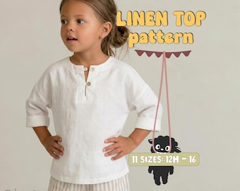 Kids Top Sewing Pattern For Toddlers Linen Shirt Pattern For Children Tunic Pattern For Baby Girl