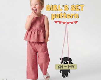 Top & Pants Sewing Pattern For Girls Pants Pattern For Toddlers Linen Top Pattern For Children Outfit Pattern For Teens