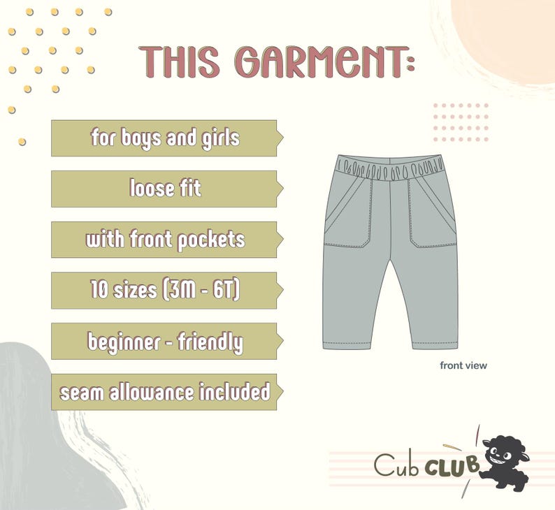 Cotton Pants Pattern For girls - Kid's Pants With Pockets Sewing Pattern For Woven Fabrics, PDF Patterns For Children, simple pants pattern for kids, linen pants pattern for children, children's pants pattern for girls, trousers pants pattern for kids, pajama pants pattern, elastic waistband pants pattern, wide leg pants pattern for kids, pdf sewing patterns for kids, childrens pants pattern, toddler pants pattern, sewing pattern for toddlers, baby boy pants pattern, pants pattern for toddlers