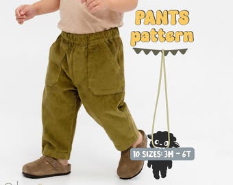 Toddler's Pants Pattern For Kids Pants PDF Sewing Pattern, Pull On Pants Pattern For Children, Simple Pants Pattern Babies