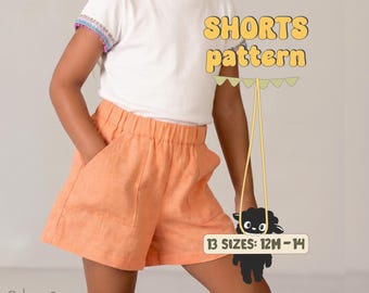 Kid's Shorts Pattern For Children Shorts Sewing Pattern For Toddlers Shorts Pattern For Teens