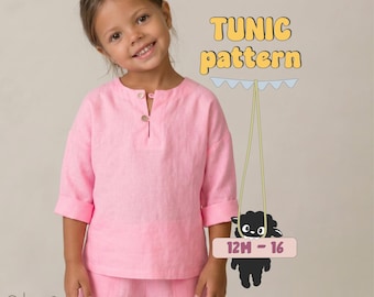 Kid's Top Pattern For Children Tunic Pattern For Girls Linen Shirt Pattern For Toddlers And Teens