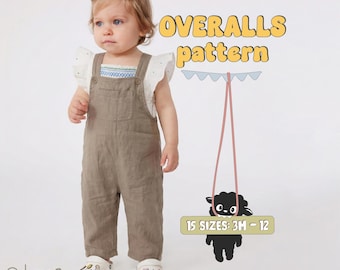 Kid's Jumpsuit Sewing Pattern For Children Overalls Pattern For Toddlers Dungarees Sewing Pattern For Kids